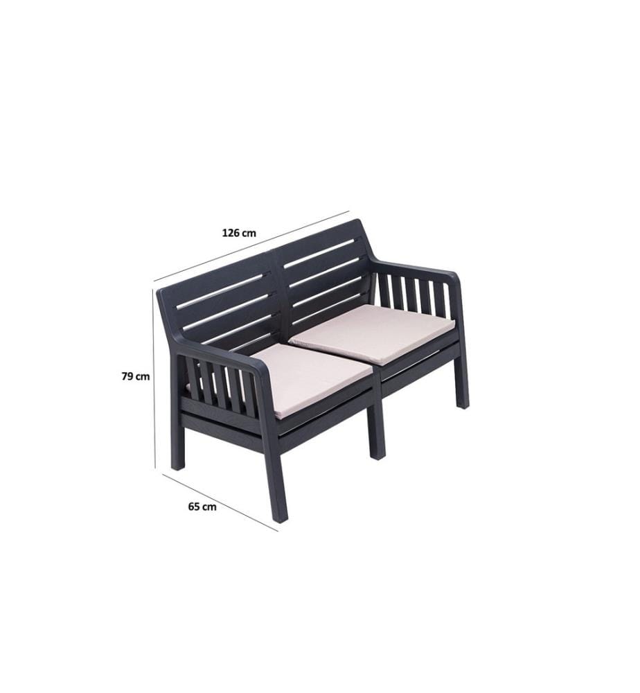 Garden 2-Sitz Sofa, Anthrazit, 100% Polypropylen