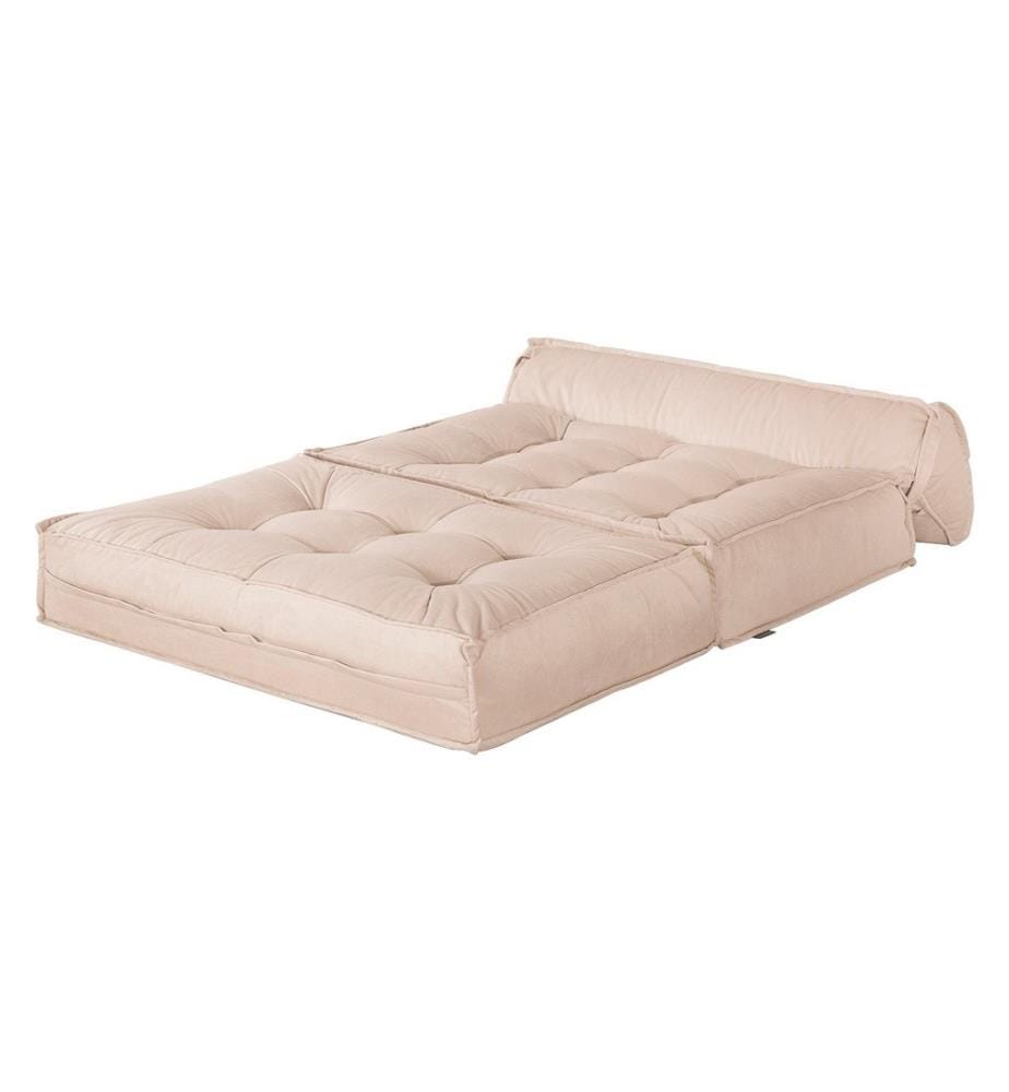 Divano-letto a 2 posti, beige, rivestimento: Tessuto 100% velluto