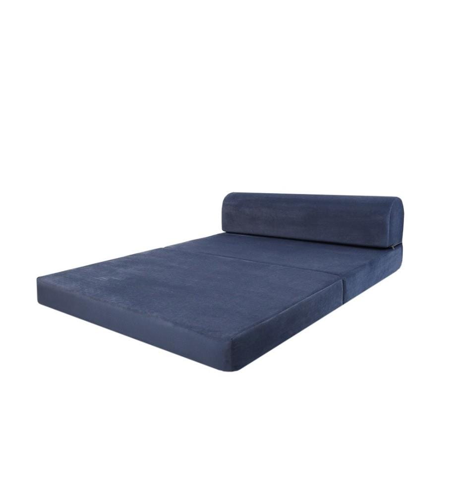 Divano-letto a 2 posti, blu, rivestimento: Tessuto 100% velluto