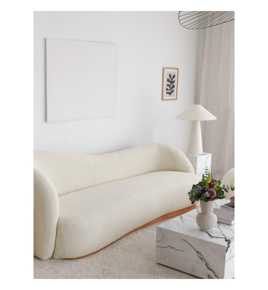 Divano a 3 posti, Bianco, Tessuto: 100% Teddy