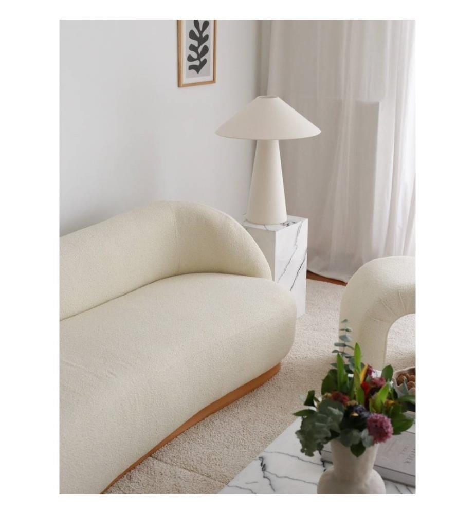 Divano a 3 posti, Bianco, Tessuto: 100% Teddy