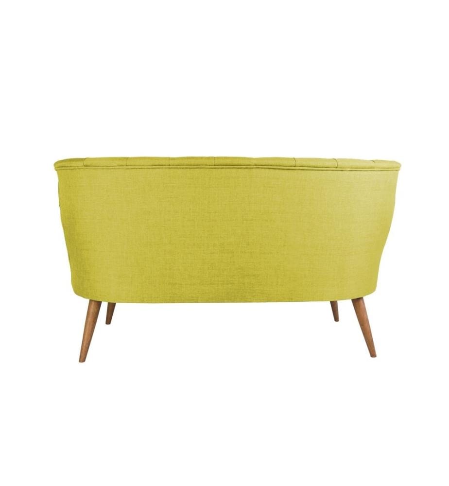 Canapé 2 places, vert cacahuète, structure en bois massif, tissu polyester