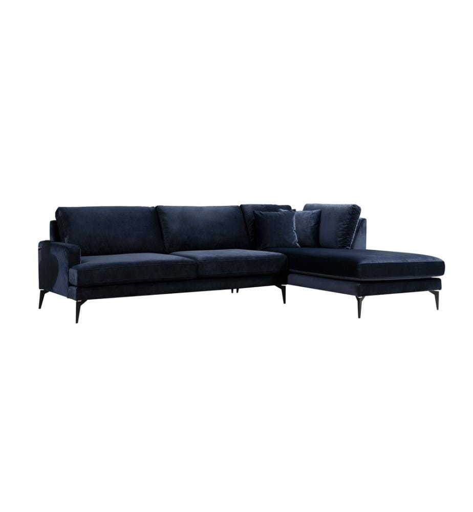 Canapé d'angle, bleu marine, cadre en hêtre - aggloméré, tissu polyester