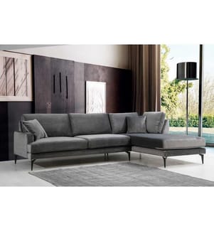 Ecksofa, Anthrazit, Gestell aus Buchenholz - Spanplatte, Stoff aus Polyester