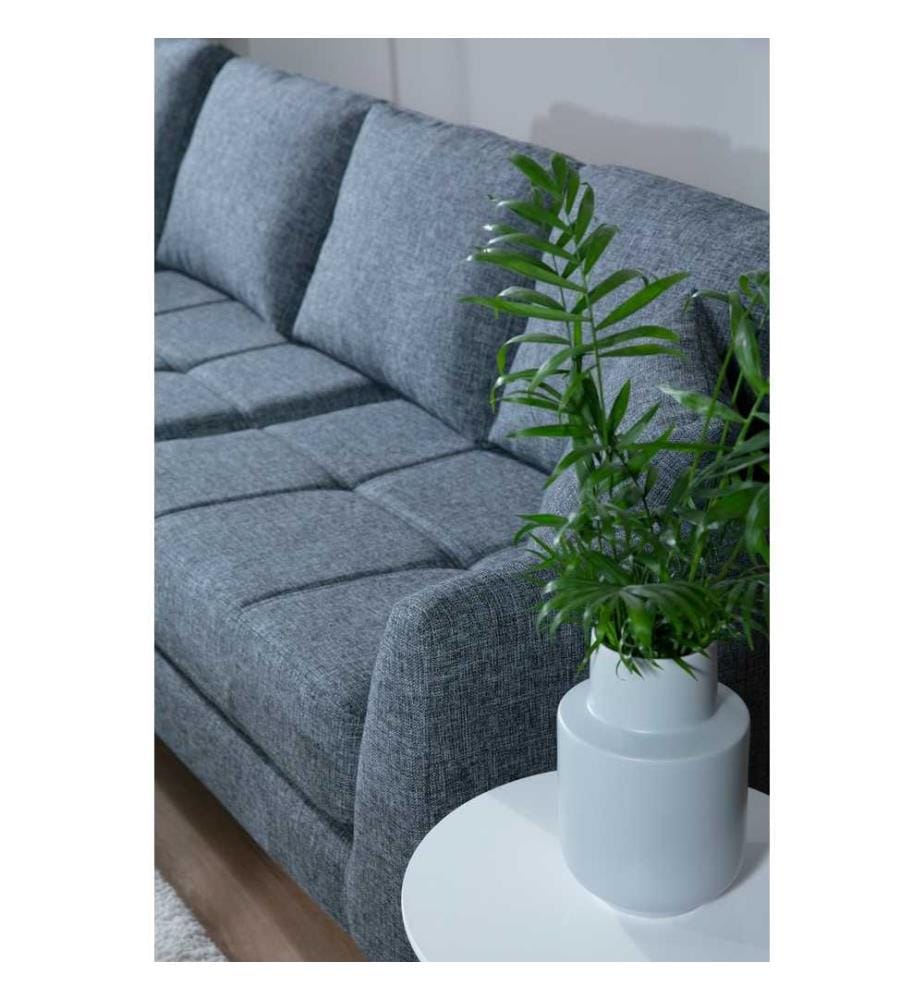 Canapé d'angle, gris foncé, cadre en bois de hêtre - aggloméré, tissu polyester