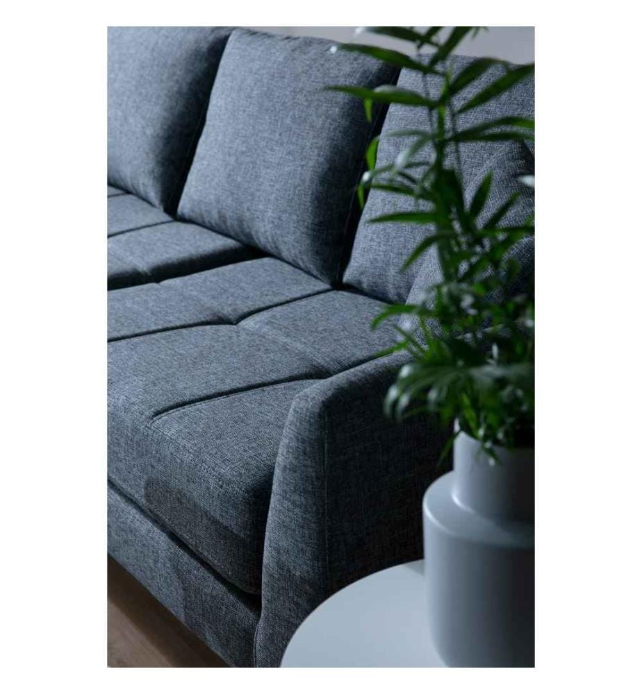 Canapé d'angle, gris foncé, cadre en bois de hêtre - aggloméré, tissu polyester