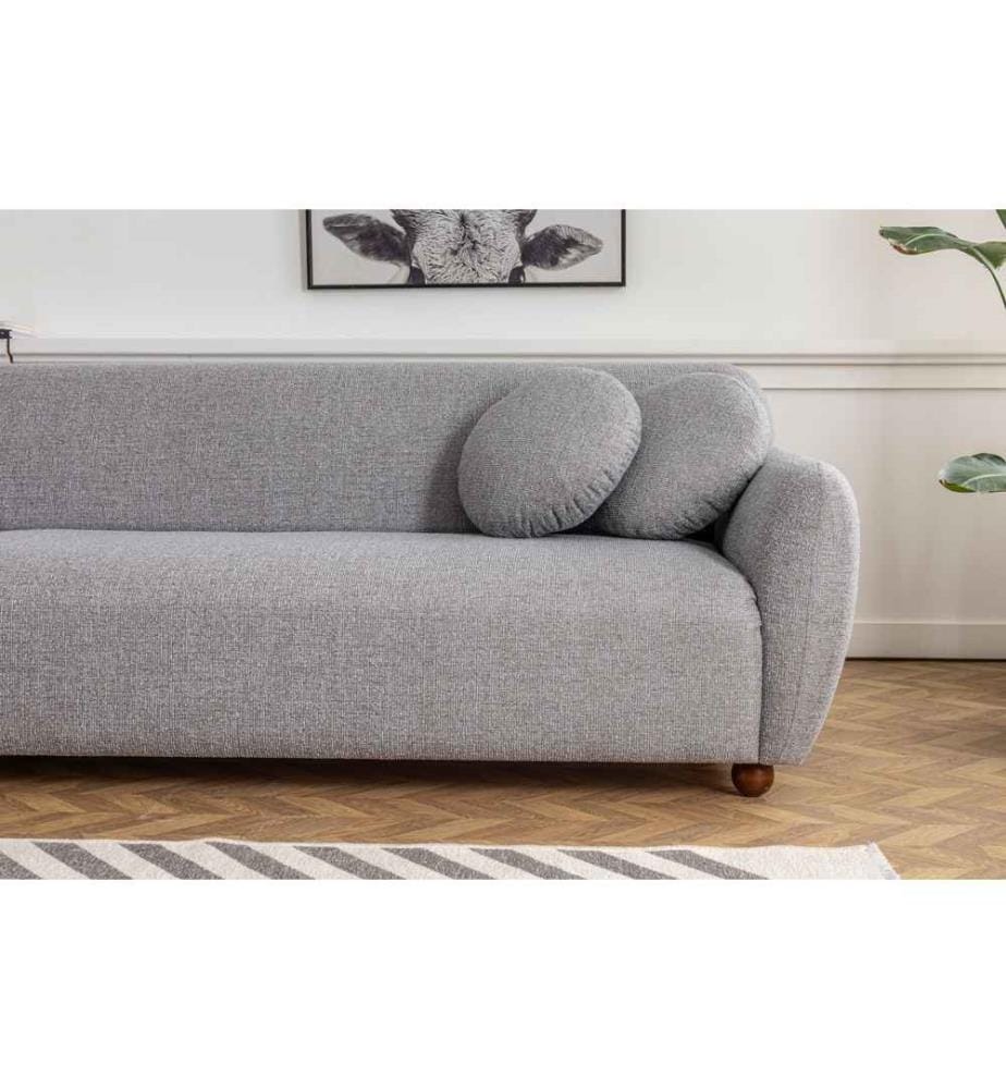 Corner Sofa, Light Grey, Beech Wood - Chipboard Frame, Polyester Fabric