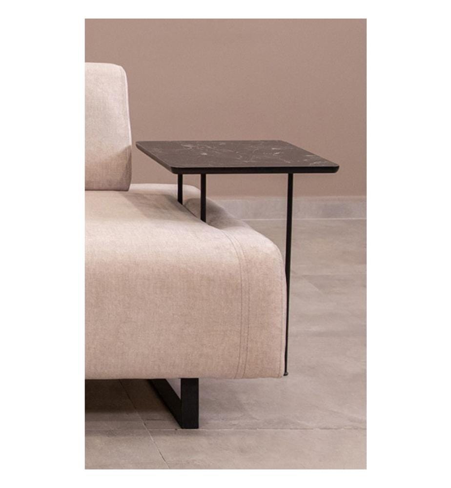 Divano-letto a 3 posti, beige, struttura in legno di faggio e truciolato, tessuto in poliestere