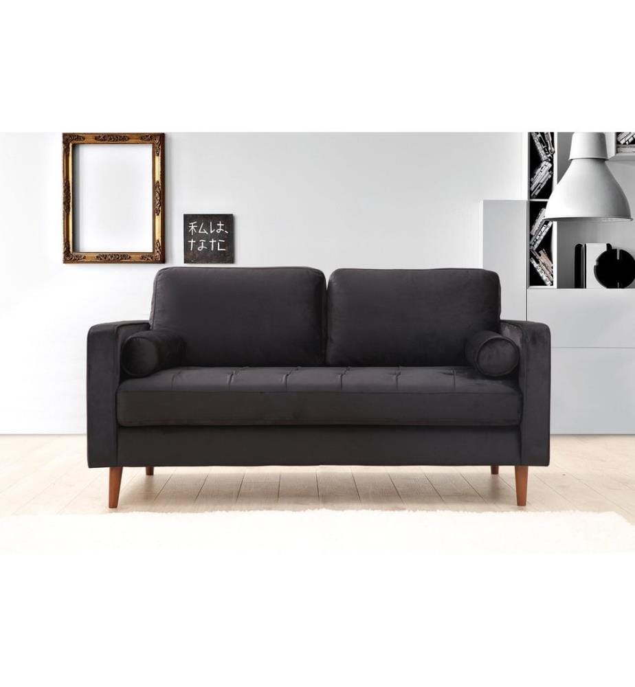 2-Sitz-Sofa, Eiche schwarz, Buche - Spanplattenrahmen, Polyestergewebe