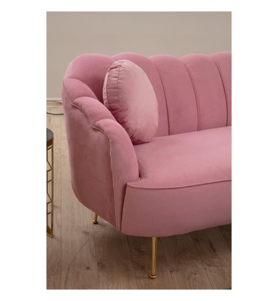 Divano a 3 posti, Dusty Rose, struttura in legno di faggio e truciolato, poliestere, tessuto