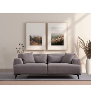 Braun, Grau, Rahmen: BUCHENHOLZ/SPANPLATTE, Bezug: 100 % POLYESTER, Metallbeine, 2-Sitzer-Sofa