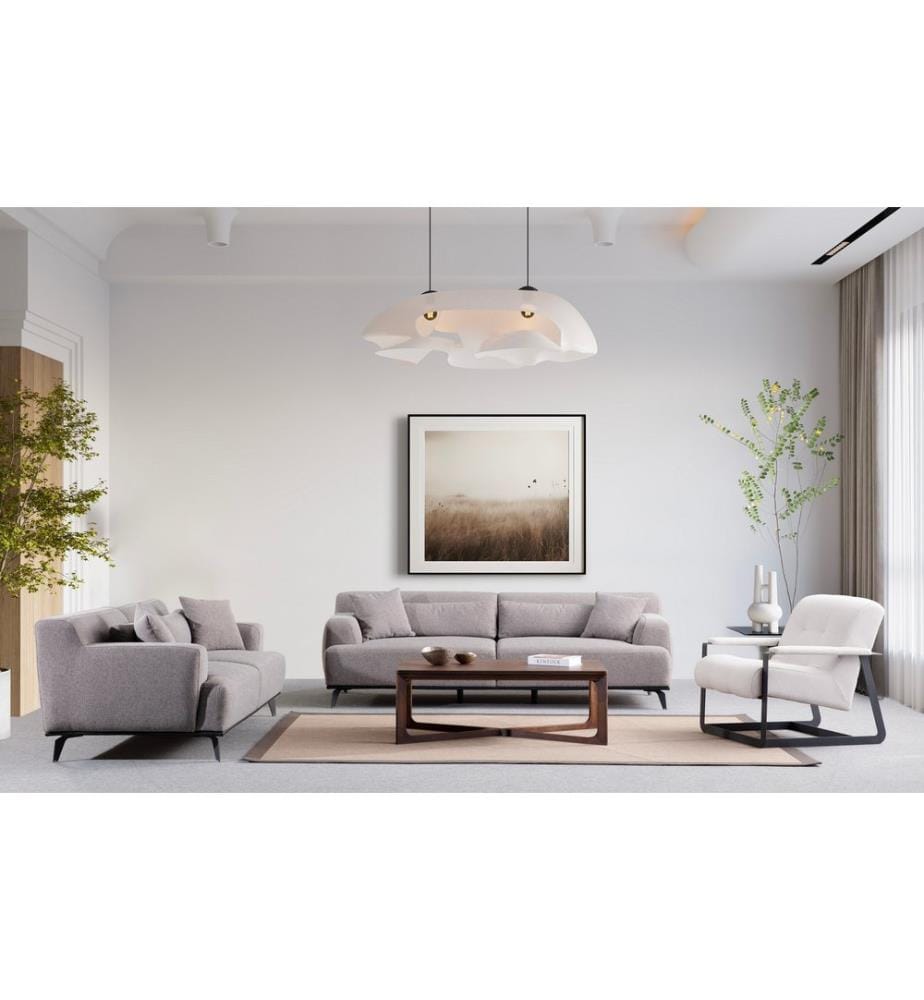 Braun, Grau, Rahmen: BUCHENHOLZ/SPANPLATTE, Bezug: 100 % POLYESTER, Metallbeine, 2-Sitzer-Sofa