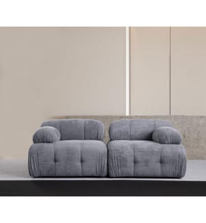 grau, Rahmen: BUCHENHOLZ/SPANPLATTE, Stoff: 100 % POLYESTER, Kunststoffbeine, 2-Sitzer-Sofa