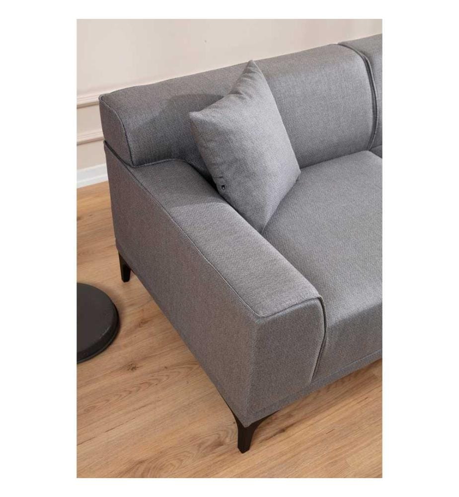 Canapé d'angle, gris clair, cadre en bois de hêtre - aggloméré, tissu polyester