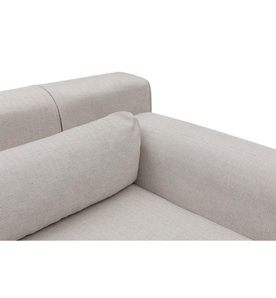 Divano angolare, Beige, Struttura in legno di faggio e truciolato, Tessuto in poliestere
