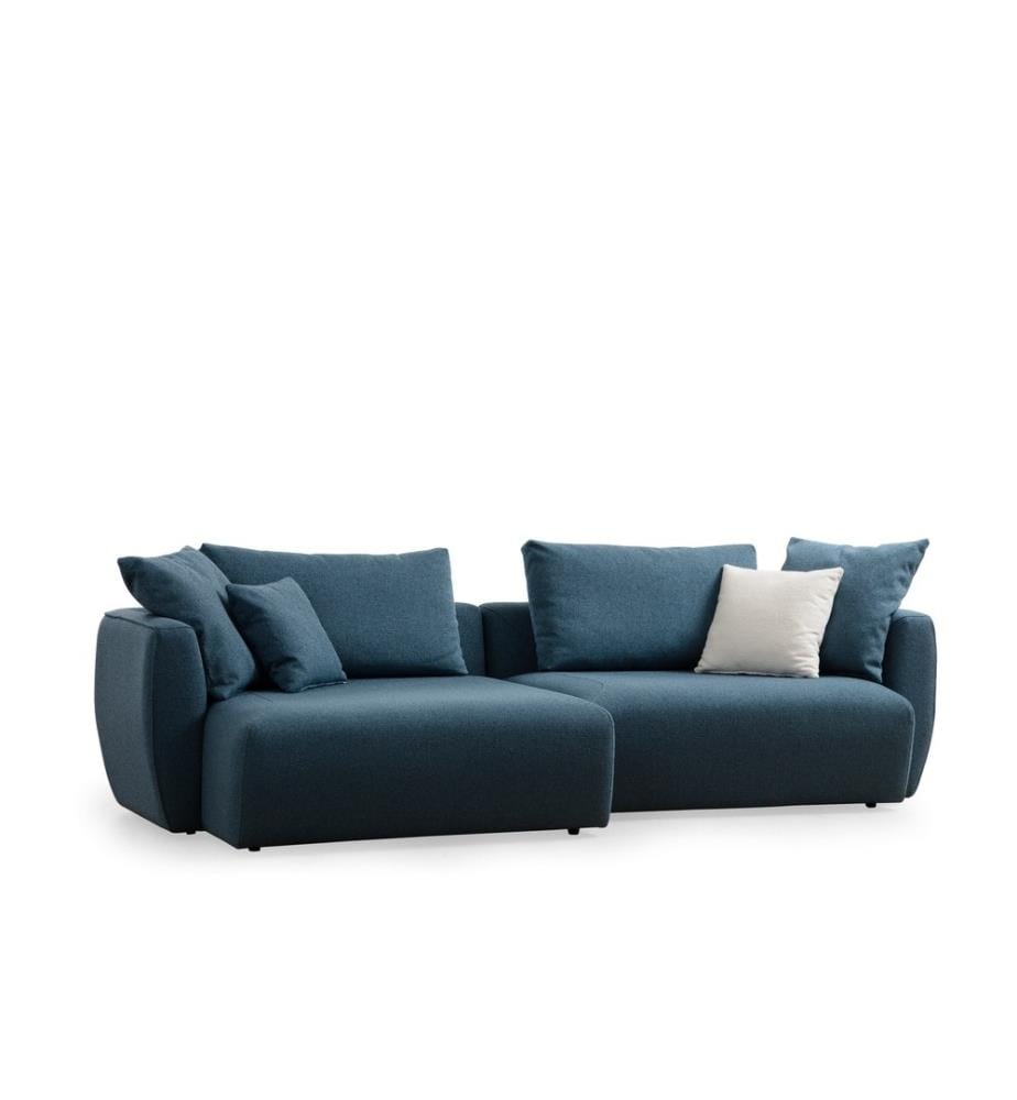 Divano ad angolo, Blu, Struttura: Legno di faggio - truciolato, Tessuto: 100% Poliestere