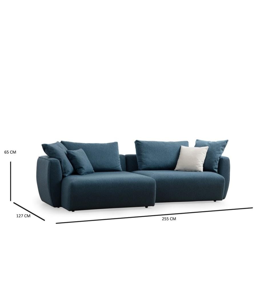 Divano ad angolo, Blu, Struttura: Legno di faggio - truciolato, Tessuto: 100% Poliestere