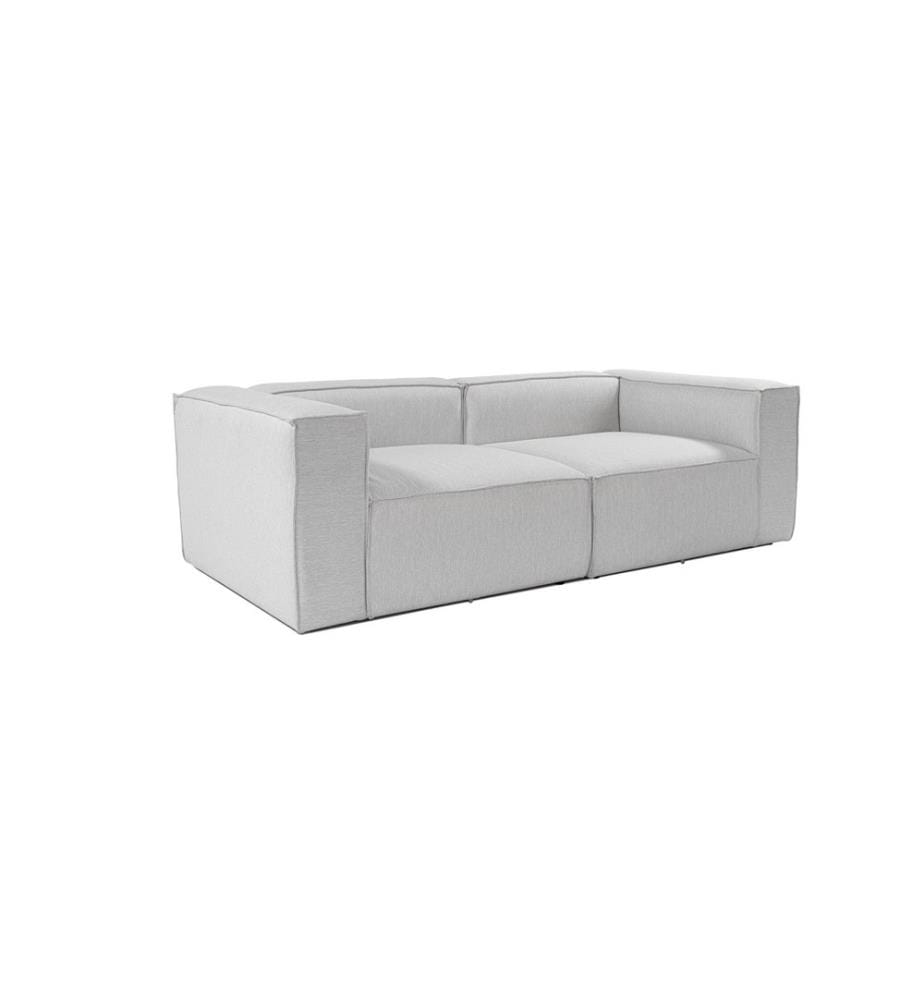 Divano a 2 posti, Grigio chiaro, Struttura: 100% Carpino, Tessuto: 100% lino