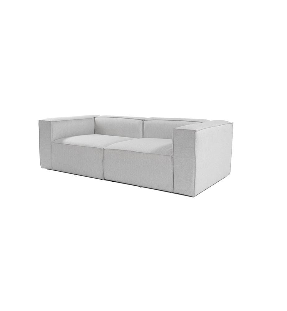 Divano a 2 posti, Grigio chiaro, Struttura: 100% Carpino, Tessuto: 100% lino