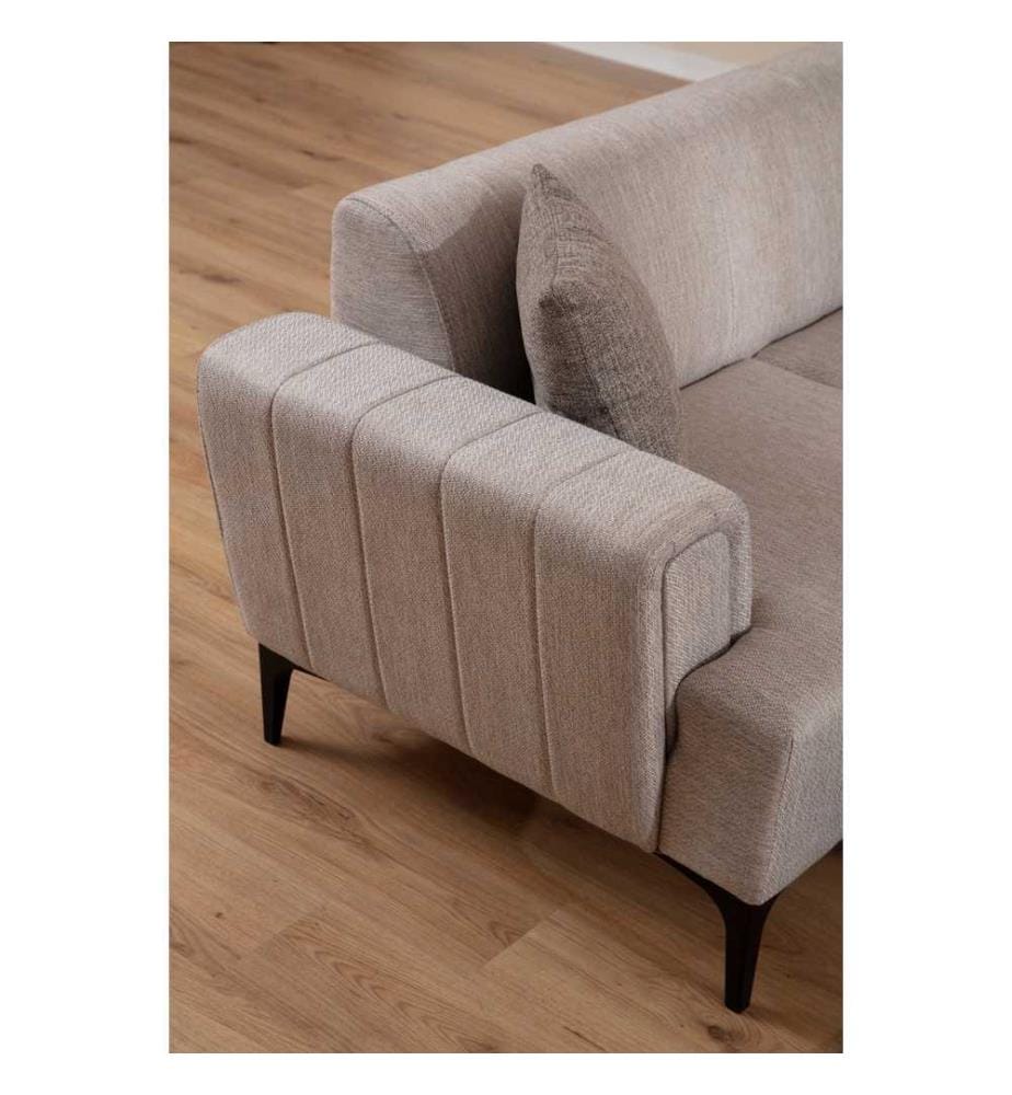 Divano a 2 posti, Beige, Struttura: Legno di faggio - truciolato, Tessuto: 100% Poliestere