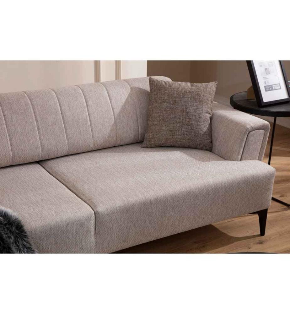 Divano a 2 posti, Beige, Struttura: Legno di faggio - truciolato, Tessuto: 100% Poliestere