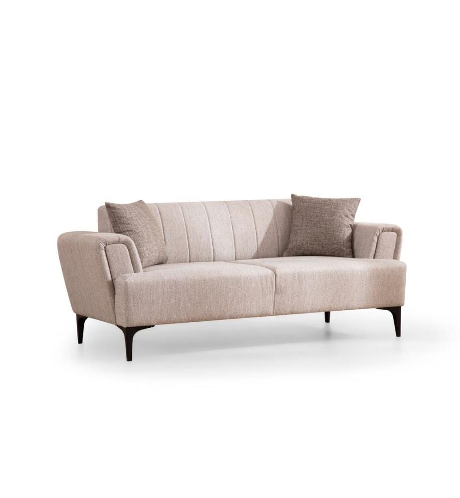 Divano a 2 posti, Beige, Struttura: Legno di faggio - truciolato, Tessuto: 100% Poliestere