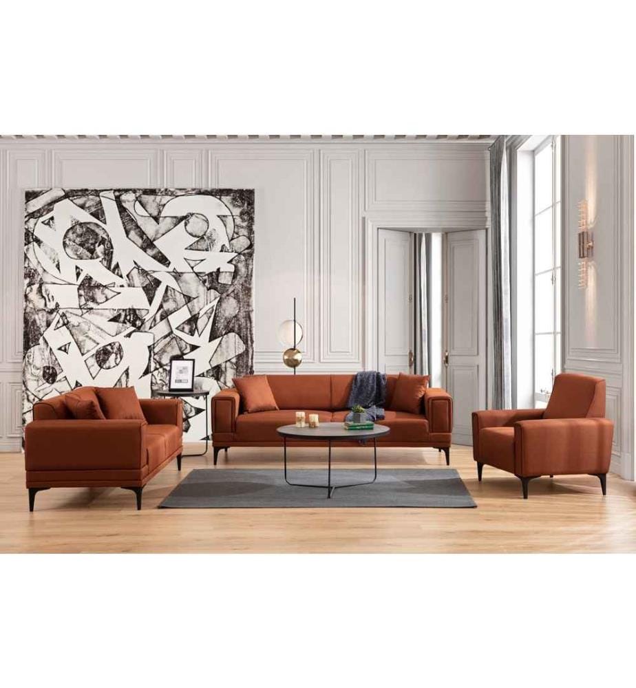 Canapé 1 place, Tile Red, châssis : Bois de hêtre - panneau de particules, tissu : 100% polyester