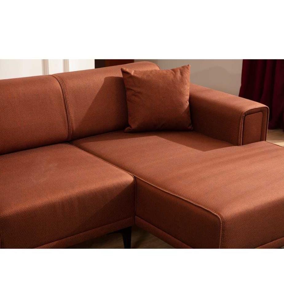Canapé-lit d'angle, Tile Red, Cadre : Bois de hêtre - panneau de particules, tissu : 100% polyester