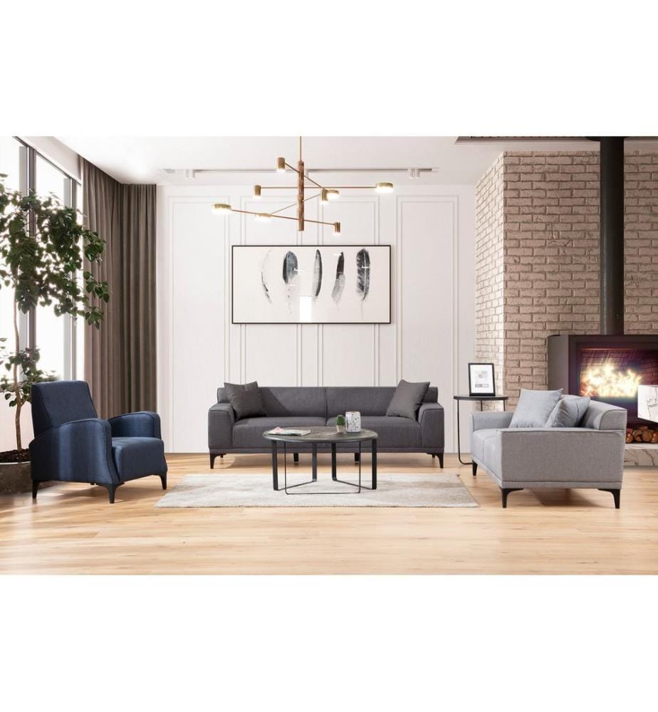 Canapé 3 places, anthracite, structure : BOIS DE HÊTRE / AGRAGÉ, tissu : 100 % POLYESTER