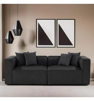 Anthrazit, Gestell: BÜCHENHOLZ & TANNENHOLZ & SPANPLATTE, Bezug: WEICHEM STRICKSTOFF, Kunststoffbeine, 2-Sitzer-Sofa