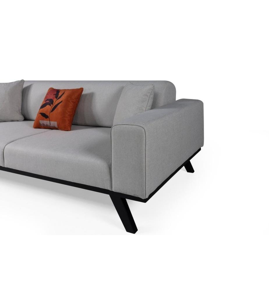 hellgrau, Rahmen: BUCHENHOLZ/SPANPLATTE, Stoff: 100 % POLYESTER, Holzbeine, 3-Sitzer-Schlafsofa