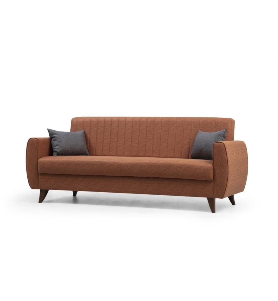 3-Seat Sofa-Bed, Tile Red, Frame: METAL / WOODEN, Fabric: Linen Textured Polyester, Plastic Legs