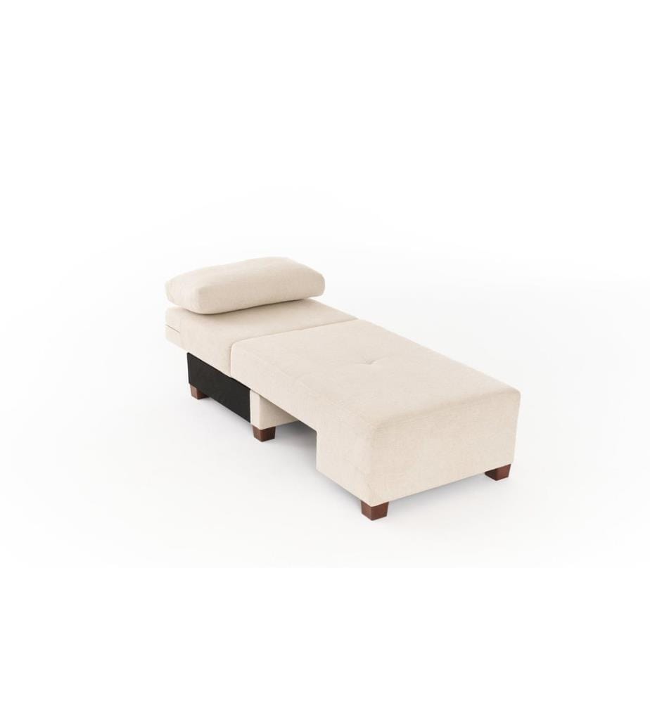 Canapé-lit 1 place, crème, structure : BOIS, tissu : 100 % CHENILLE, pieds en plastique