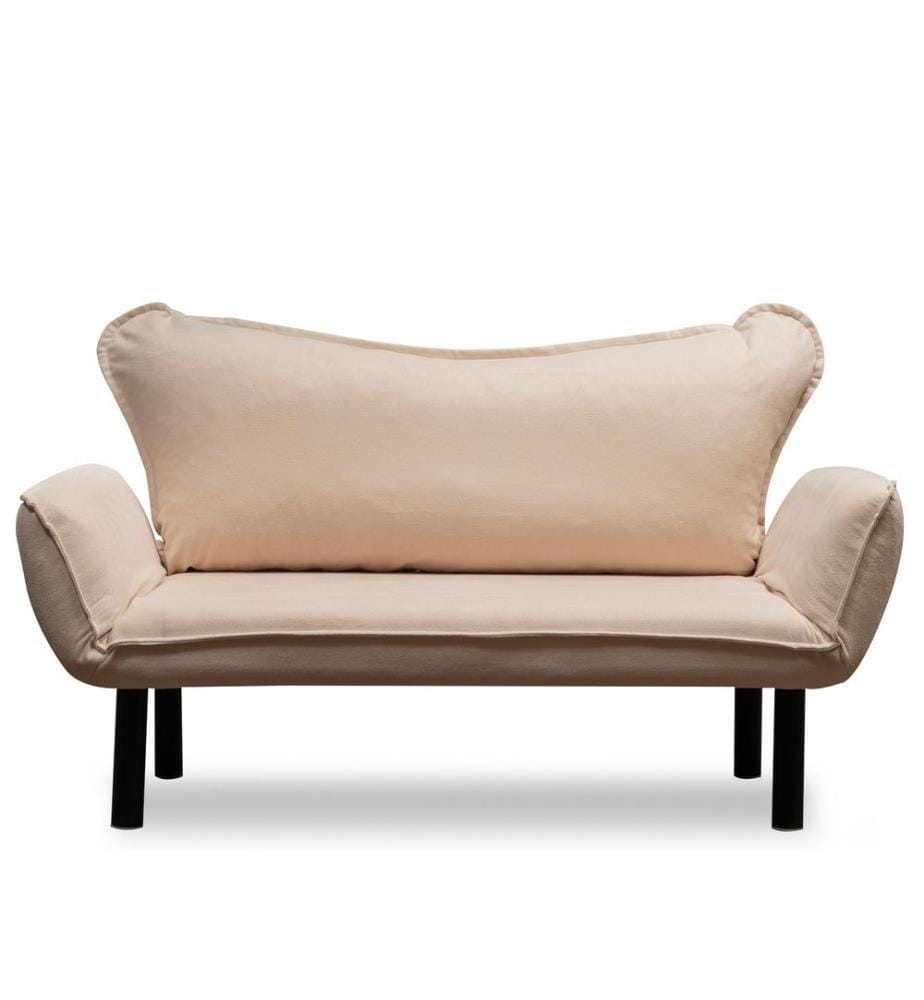 Divano-letto a 2 posti, crema, struttura in metallo, tessuto a maglia in poliestere foderato in cotone Materiale del tessuto