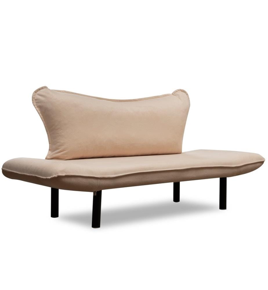 Divano-letto a 2 posti, crema, struttura in metallo, tessuto a maglia in poliestere foderato in cotone Materiale del tessuto