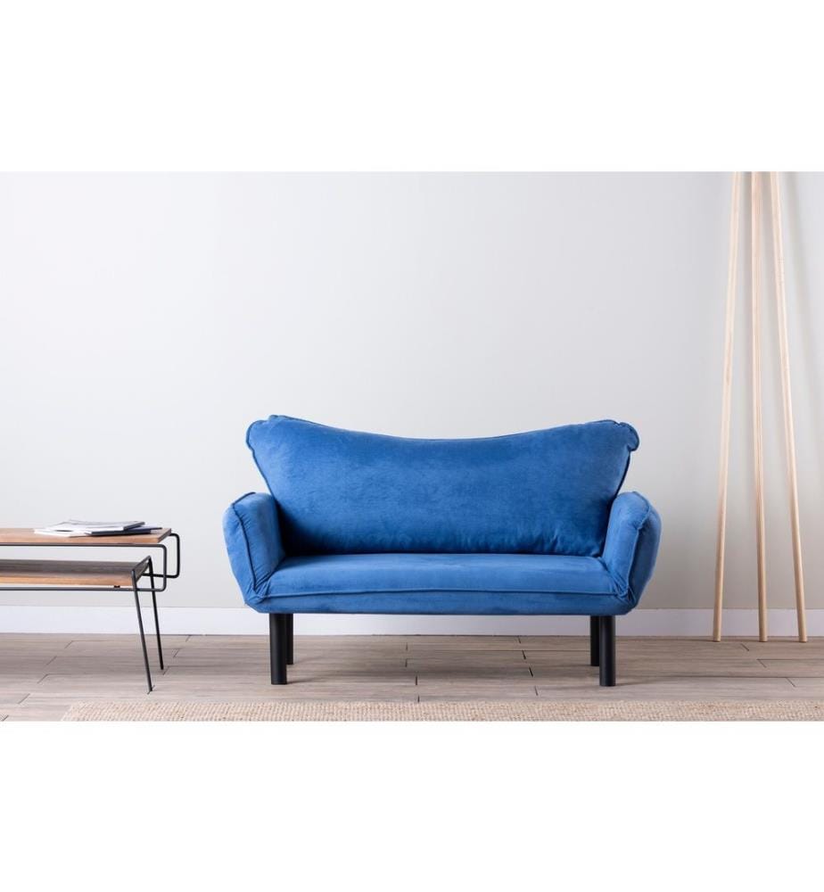 Divano-letto a 2 posti, blu, struttura in metallo, tessuto in maglia di poliestere foderato di cotone Materiale del tessuto