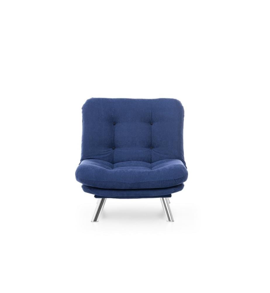 Divano a 1 posto, blu navy, struttura in metallo, tessuto morbido