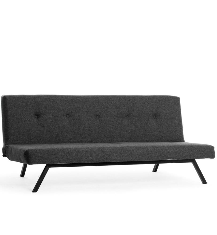 Divano letto a 3 posti, Grigio scuro, Struttura: 100% Metallo , Tessuto: 100% tessuto poliestere