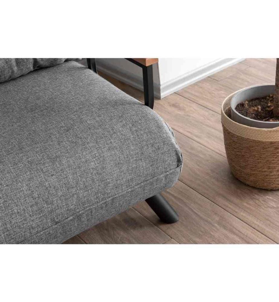 Divano letto a 1 posto, Grigio chiaro, Struttura: 100% Metallo , Tessuto: Tessuto di lino