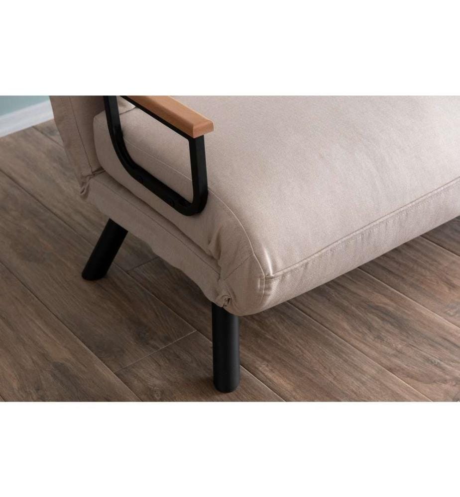 Divano letto a 2 posti, Crema, Struttura: 100% Metallo , Tessuto: Tessuto di lino
