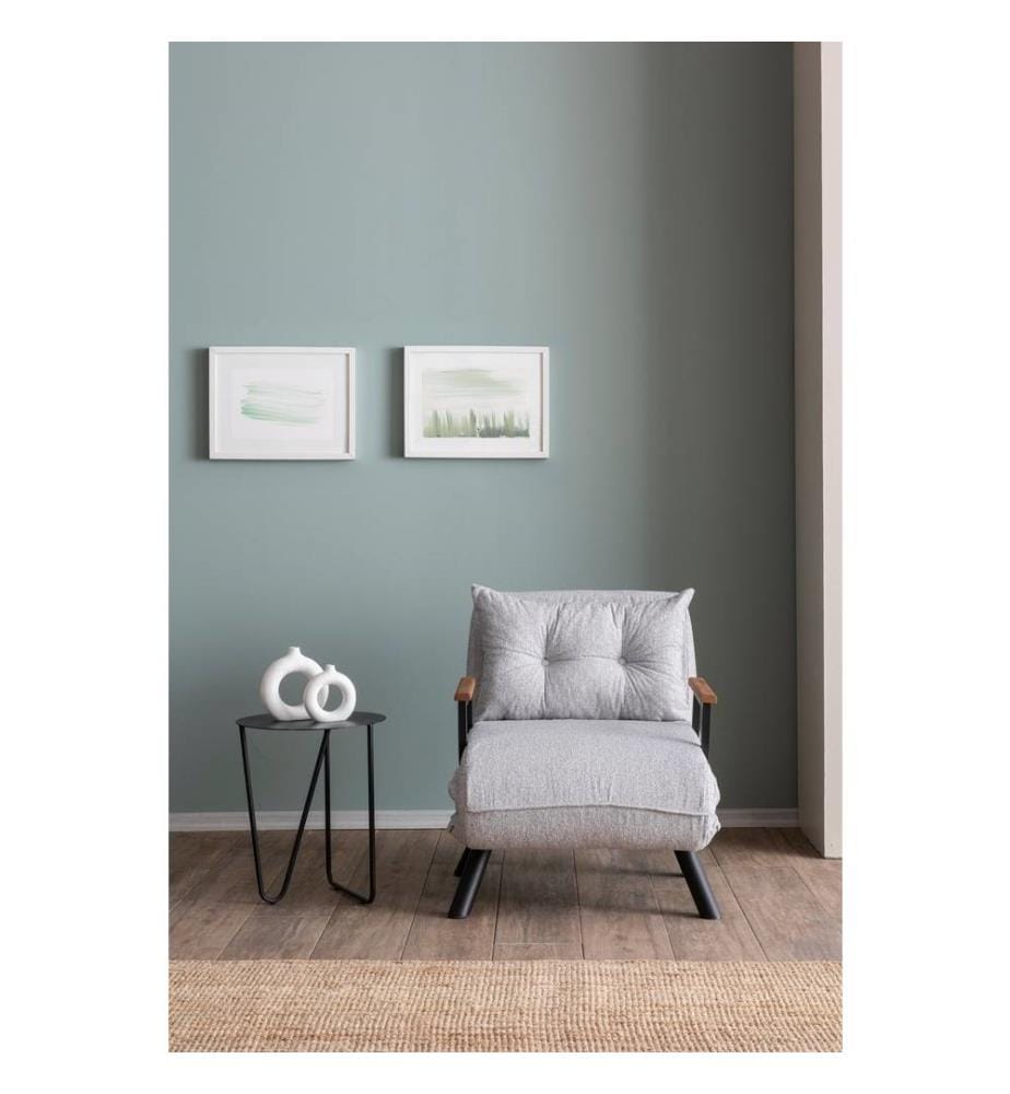 Divano letto a 1 posto, Grigio, Struttura: 100% Metallo , Tessuto: Tessuto Teddy
