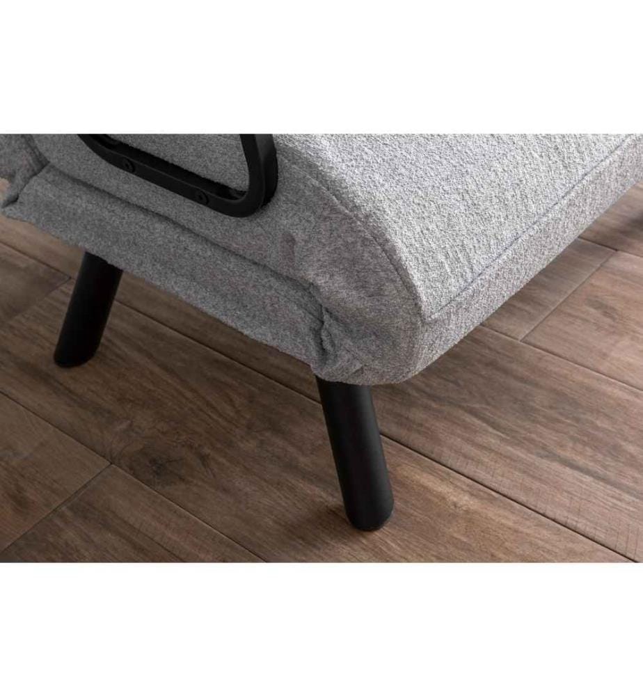 Divano letto a 1 posto, Grigio, Struttura: 100% Metallo , Tessuto: Tessuto Teddy