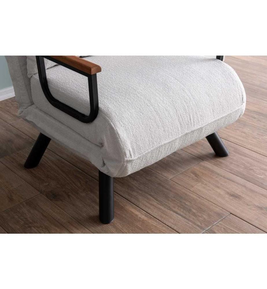 Divano-letto a 1 posto, Crema, Struttura: 100% Metallo , Tessuto: Tessuto Teddy