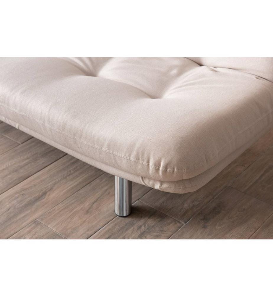 Divano letto a 3 posti, Crema, Struttura: 100% Metallo, Tessuto: Tessuto di lino