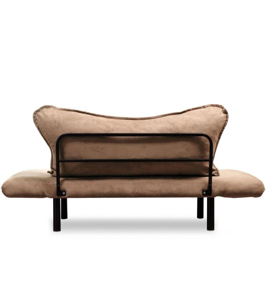 Divano letto a 2 posti, marrone chiaro, struttura: 100% METALLO, gambe in plastica