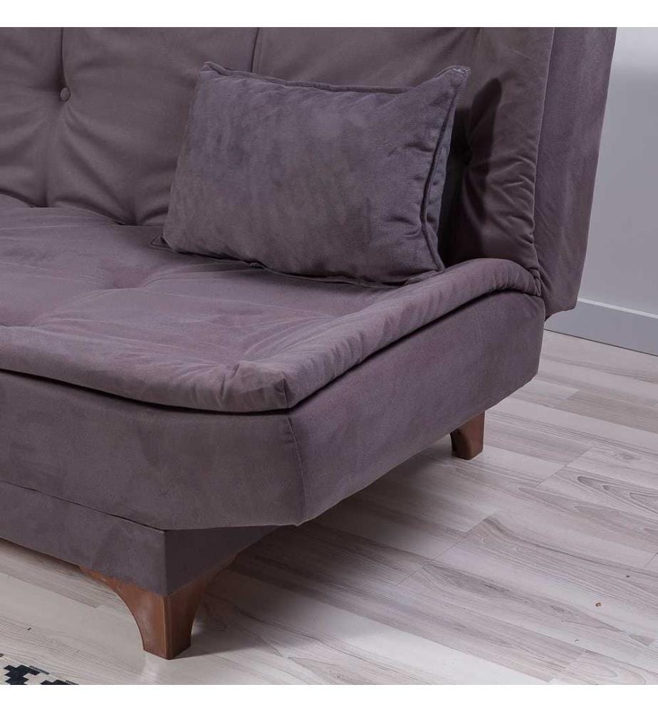 Divano letto a 3 posti, antracite, struttura in legno di pino, tessuto a maglia