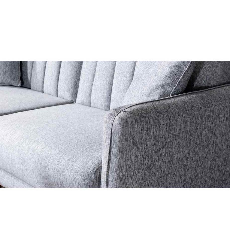 Ensemble canapé-lit, gris, cadre Hornbeam, tissu polyester