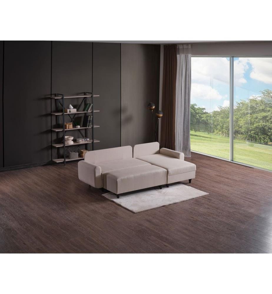 Divano angolare, beige, struttura: METALLO / TRIVIALLO