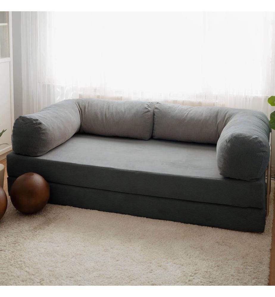 Divano letto a 3 posti, antracite, tessuto: 100% VELLUTO PES