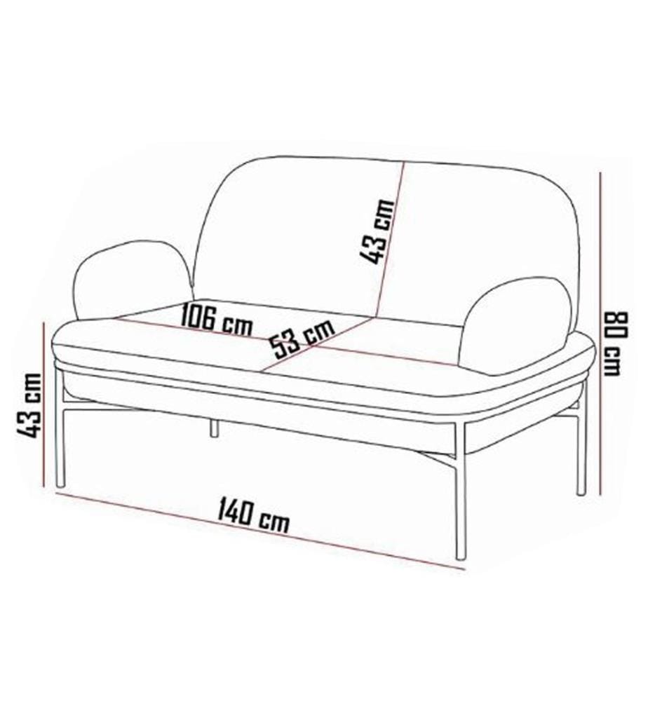 Divano a 2 posti, nero, 100% COMPENSATO